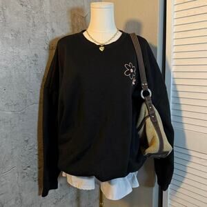 Embroidered black fall hoodie
